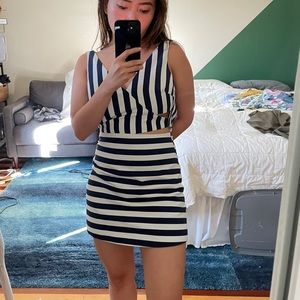 Navy blue and white striped romper ZARA XS